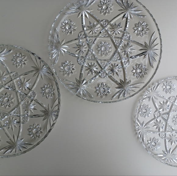 Vintage Anchor Hocking Star Of David Prescut Glass Plate 13.5" - Picture 3 of 15